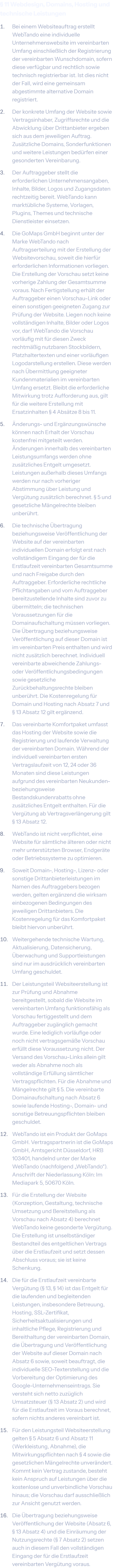 § 11 Webdesign, Domains, Hosting und technische Leistungen der AGB