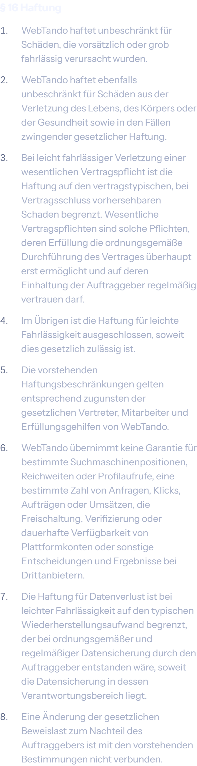 § 16 Haftung der AGB