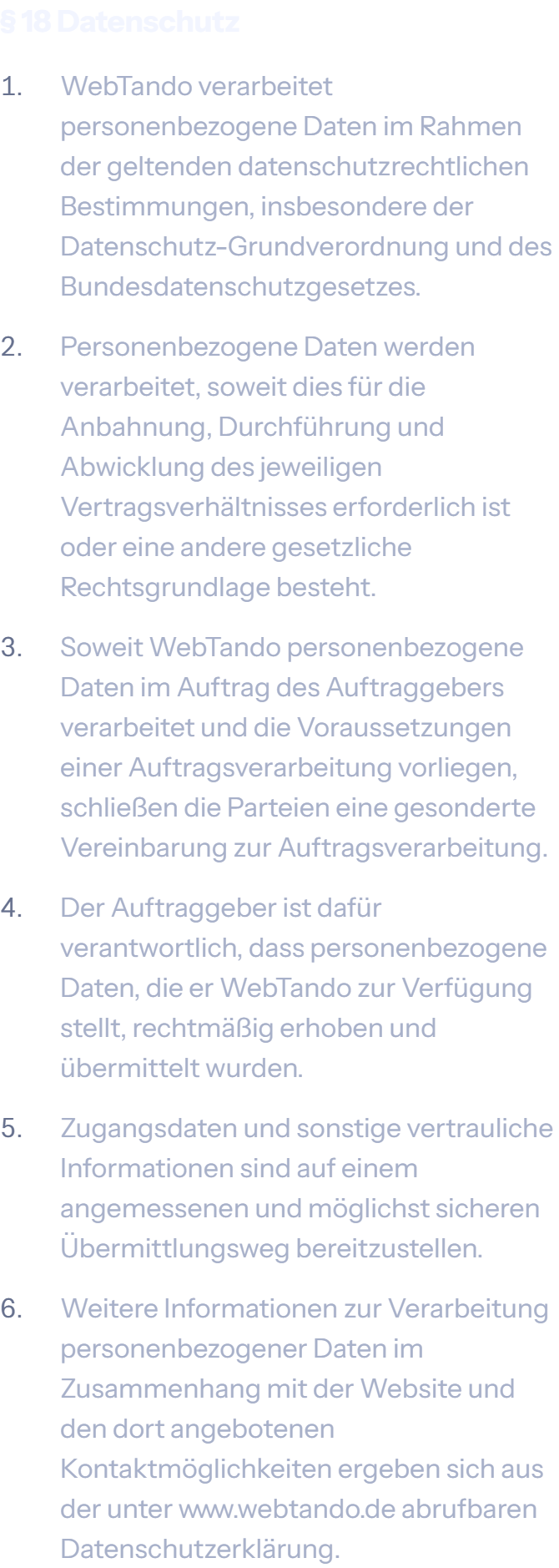 § 18 Datenschutz der AGB