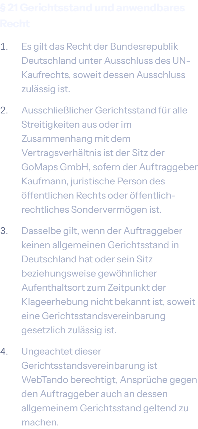 § 21 Gerichtsstand und anwendbares Recht der AGB