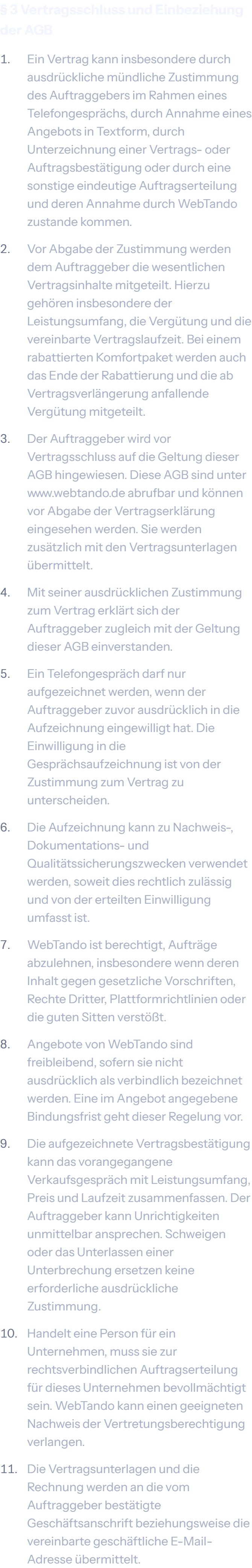 § 3 Vertragsschluss und Einbeziehung der AGB