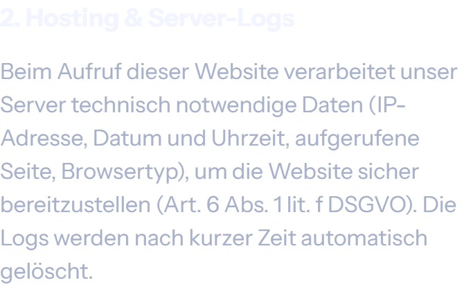 Abschnitt 2. Hosting & Server-Logs der Datenschutzerklärung