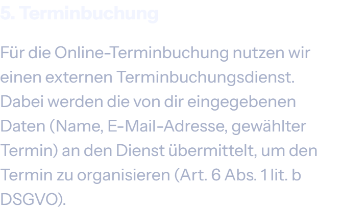 Abschnitt 5. Terminbuchung der Datenschutzerklärung