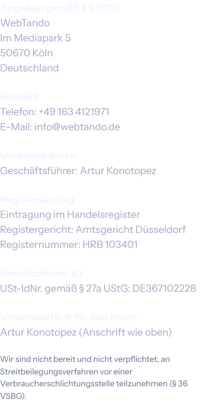 Impressum mit den gesetzlichen Betreiberangaben